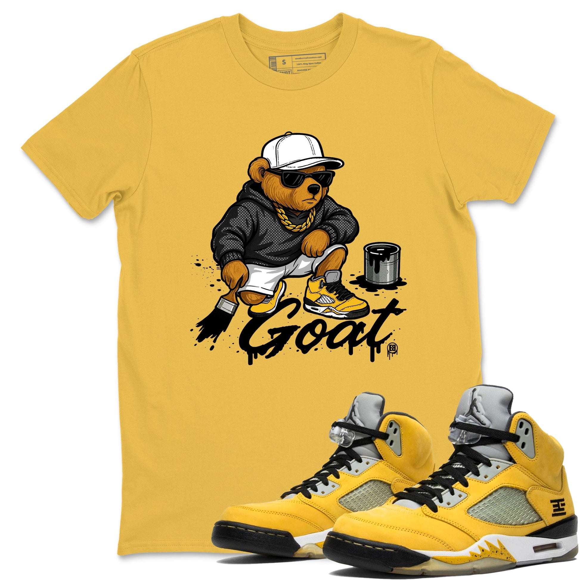 Drip The GOAT sneaker match t-shirt t-shirts to match jordans, dunks, yeezys 5s Tokyo sneakers, shown in Daisy 1.