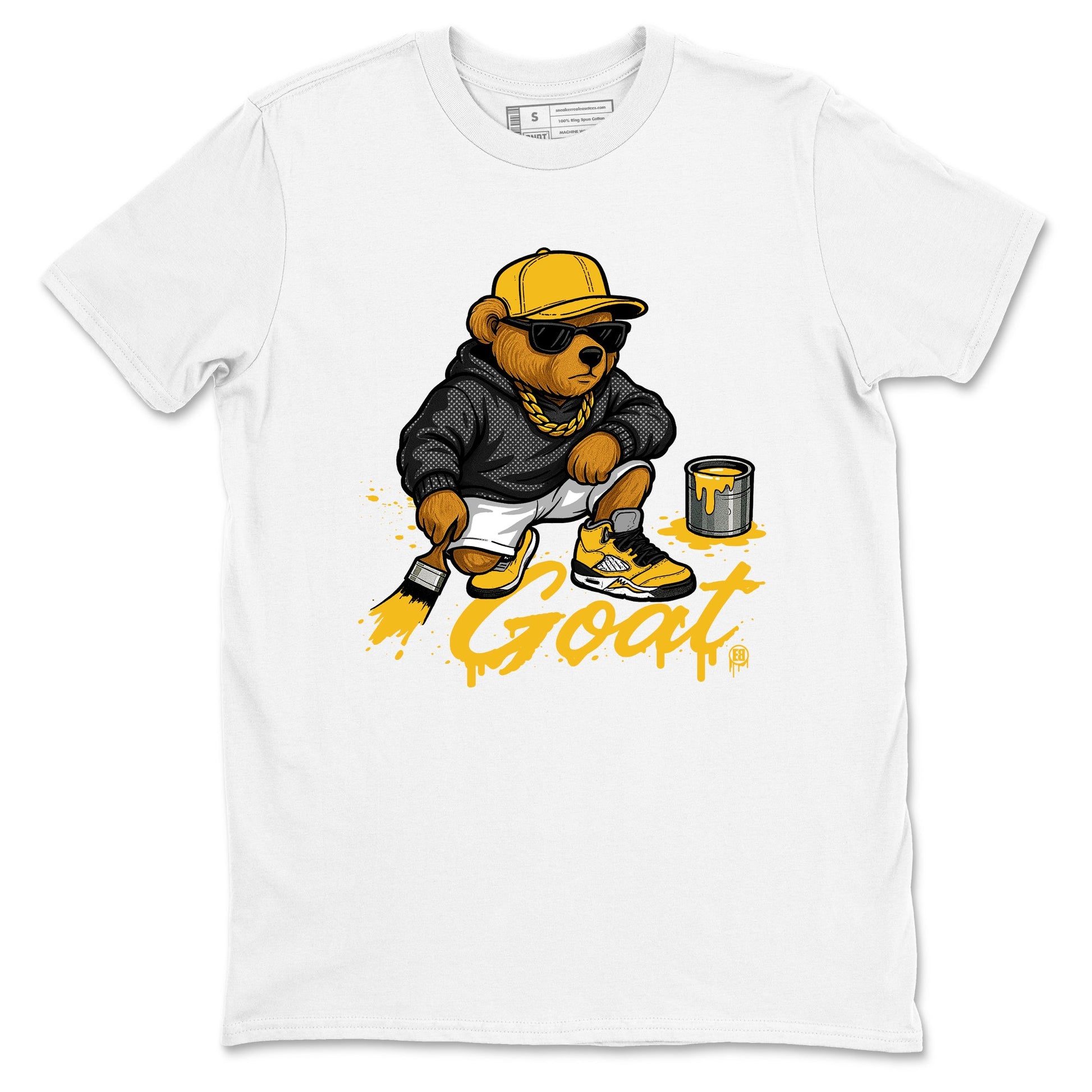 Drip The GOAT sneaker match t-shirt t-shirts to match jordans, dunks, yeezys 5s Tokyo sneakers, shown in White 2.