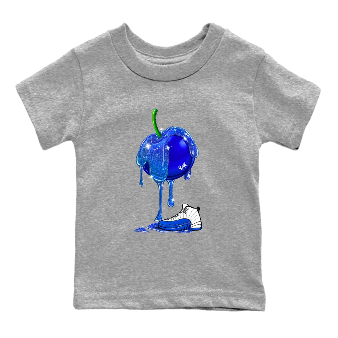 AJ12 Blueberry shirts to match jordans Dripping Blueberry sneaker match tees AJ12 Blueberry SNRT Sneaker Tees streetwear brand Baby and Youth Heather Grey 2 cotton tee