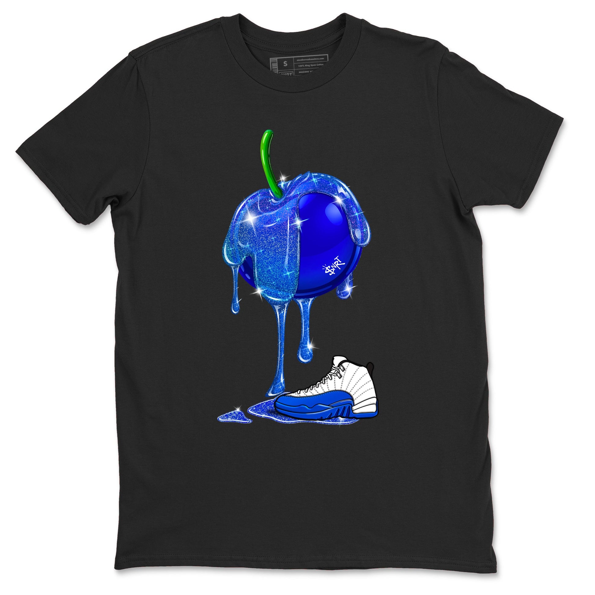 AJ12 Blueberry shirts to match jordans Dripping Blueberry sneaker match tees AJ12 Blueberry SNRT Sneaker Tees streetwear brand Black 2 unisex cotton tee