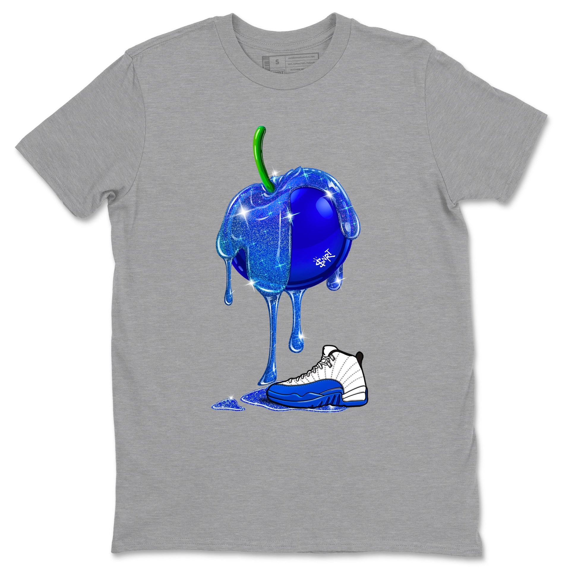 AJ12 Blueberry shirts to match jordans Dripping Blueberry sneaker match tees AJ12 Blueberry SNRT Sneaker Tees streetwear brand Heather Grey 2 unisex cotton tee