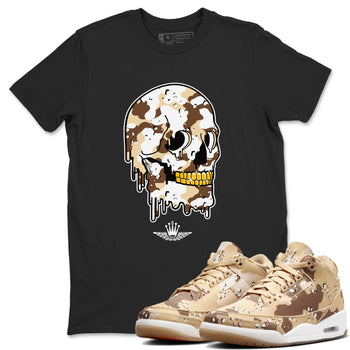 WNBA x Air Jordan 3 “Desert Camo” shirts to match jordans Dripping Camo Skull sneaker match tees Air Jordan 3 Desert Camo SNRT Sneaker Release Tees Clothing Sneakerhead ShirtsBlack 1 unisex cotton tee