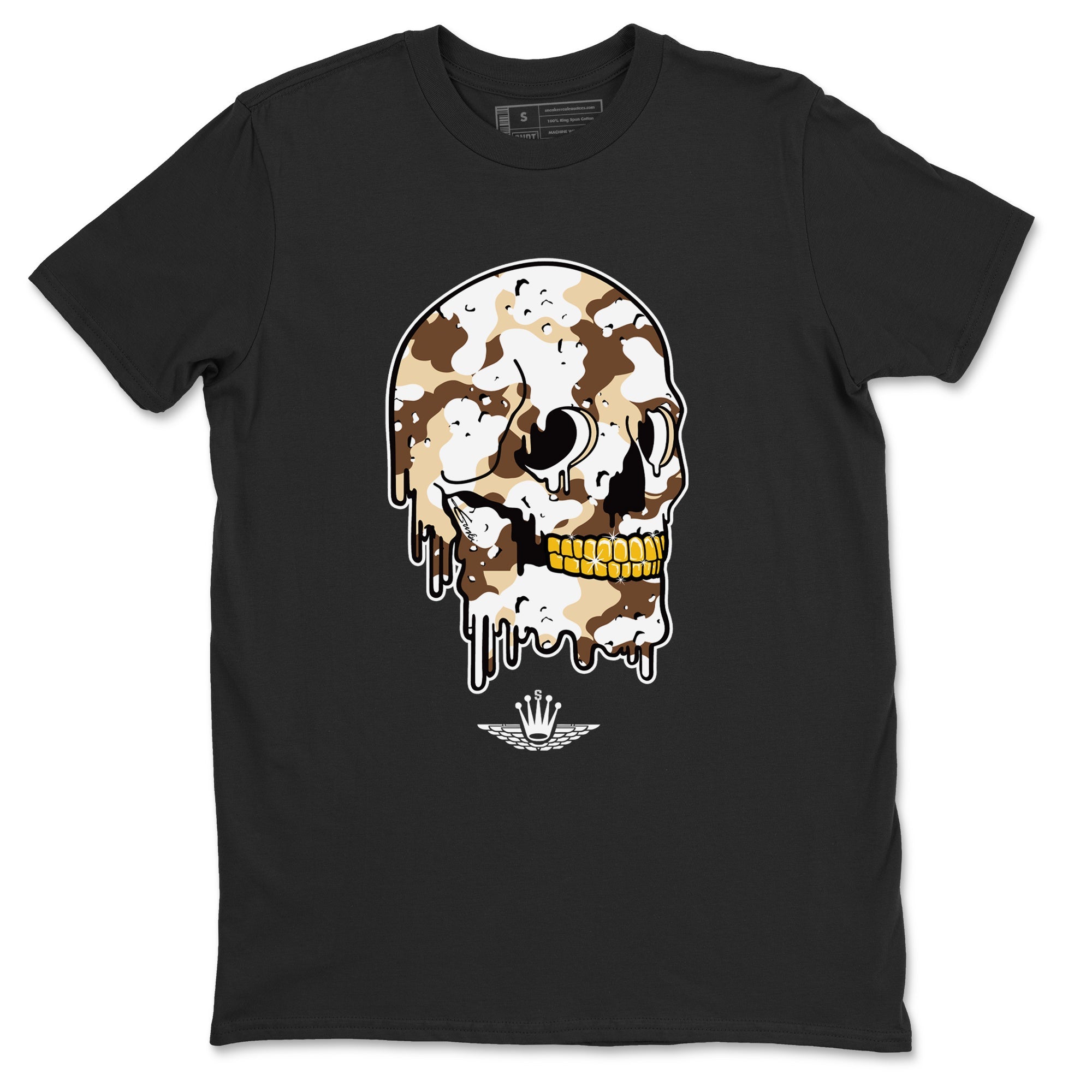 WNBA x Air Jordan 3 “Desert Camo” shirts to match jordans Dripping Camo Skull sneaker match tees Air Jordan 3 Desert Camo SNRT Sneaker Release Tees Clothing Sneakerhead ShirtsBlack 2 unisex cotton tee