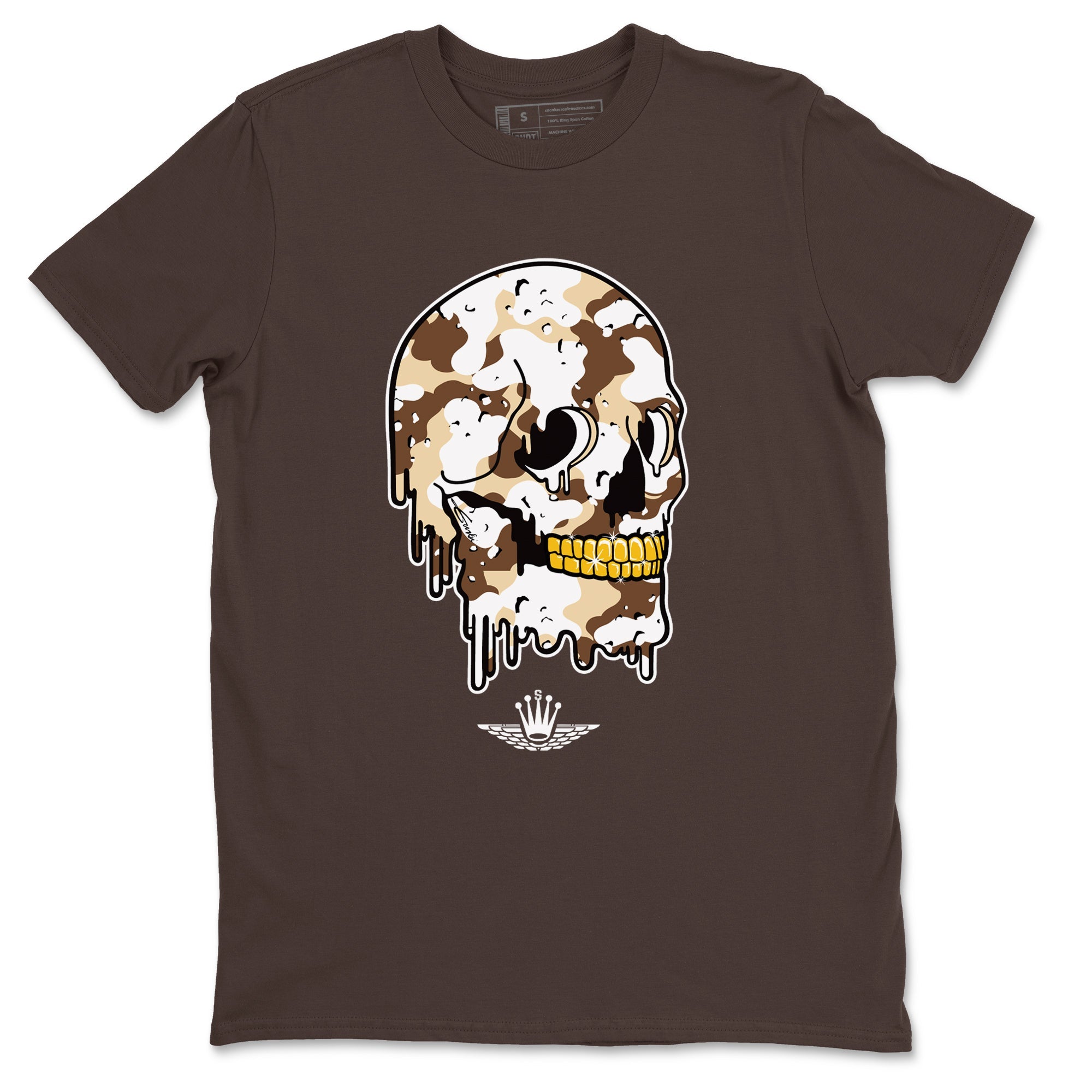 WNBA x Air Jordan 3 “Desert Camo” shirts to match jordans Dripping Camo Skull sneaker match tees Air Jordan 3 Desert Camo SNRT Sneaker Release Tees Clothing Sneakerhead ShirtsDark Chocolate 2 unisex cotton tee