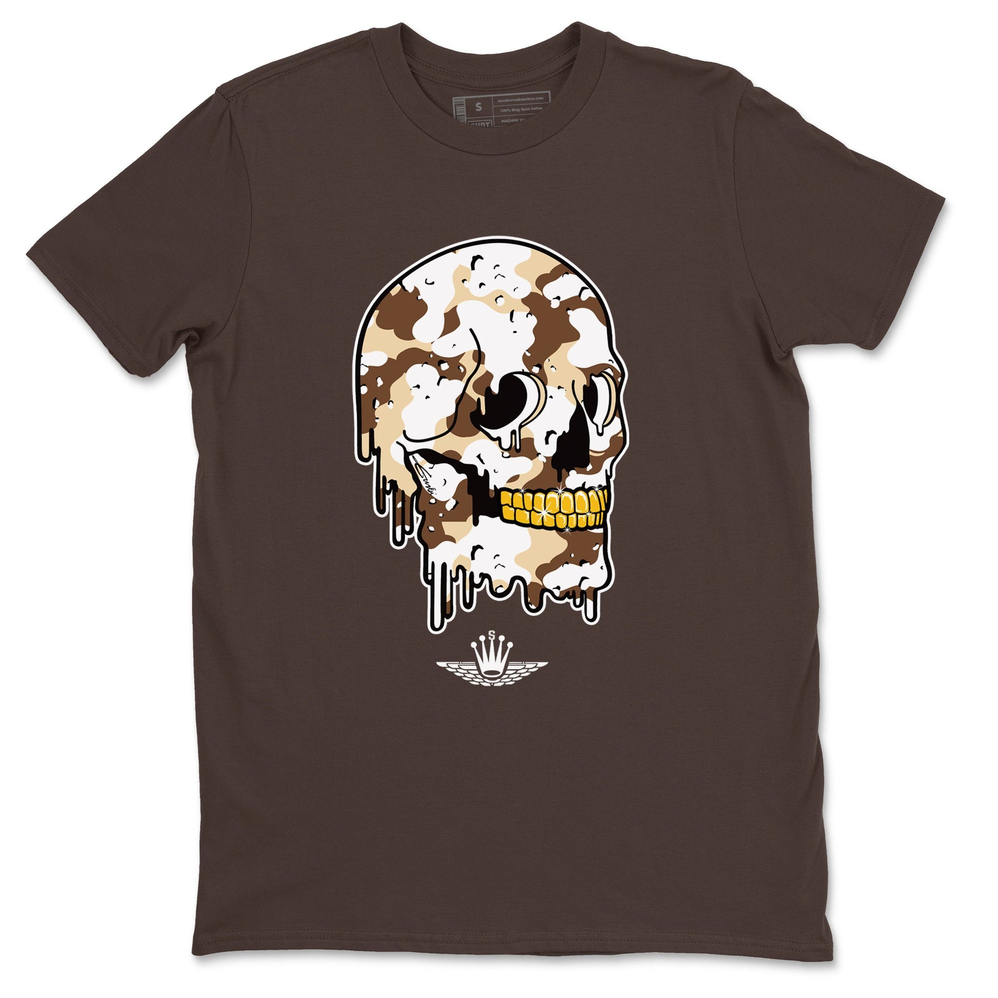 WNBA x Air Jordan 3 “Desert Camo” shirts to match jordans Dripping Camo Skull sneaker match tees Air Jordan 3 Desert Camo SNRT Sneaker Release Tees Clothing Sneakerhead ShirtsDark Chocolate 2 unisex cotton tee