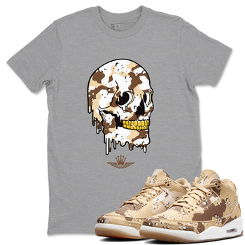 WNBA x Air Jordan 3 “Desert Camo” shirts to match jordans Dripping Camo Skull sneaker match tees Air Jordan 3 Desert Camo SNRT Sneaker Release Tees Clothing Sneakerhead ShirtsHeather Grey 1 unisex cotton tee