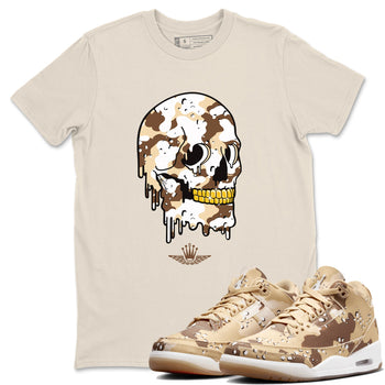 WNBA x Air Jordan 3 “Desert Camo” shirts to match jordans Dripping Camo Skull sneaker match tees Air Jordan 3 Desert Camo SNRT Sneaker Release Tees Clothing Sneakerhead ShirtsNatural 1 unisex cotton tee