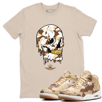 WNBA x Air Jordan 3 “Desert Camo” shirts to match jordans Dripping Camo Skull sneaker match tees Air Jordan 3 Desert Camo SNRT Sneaker Release Tees Clothing Sneakerhead ShirtsSand 1 unisex cotton tee