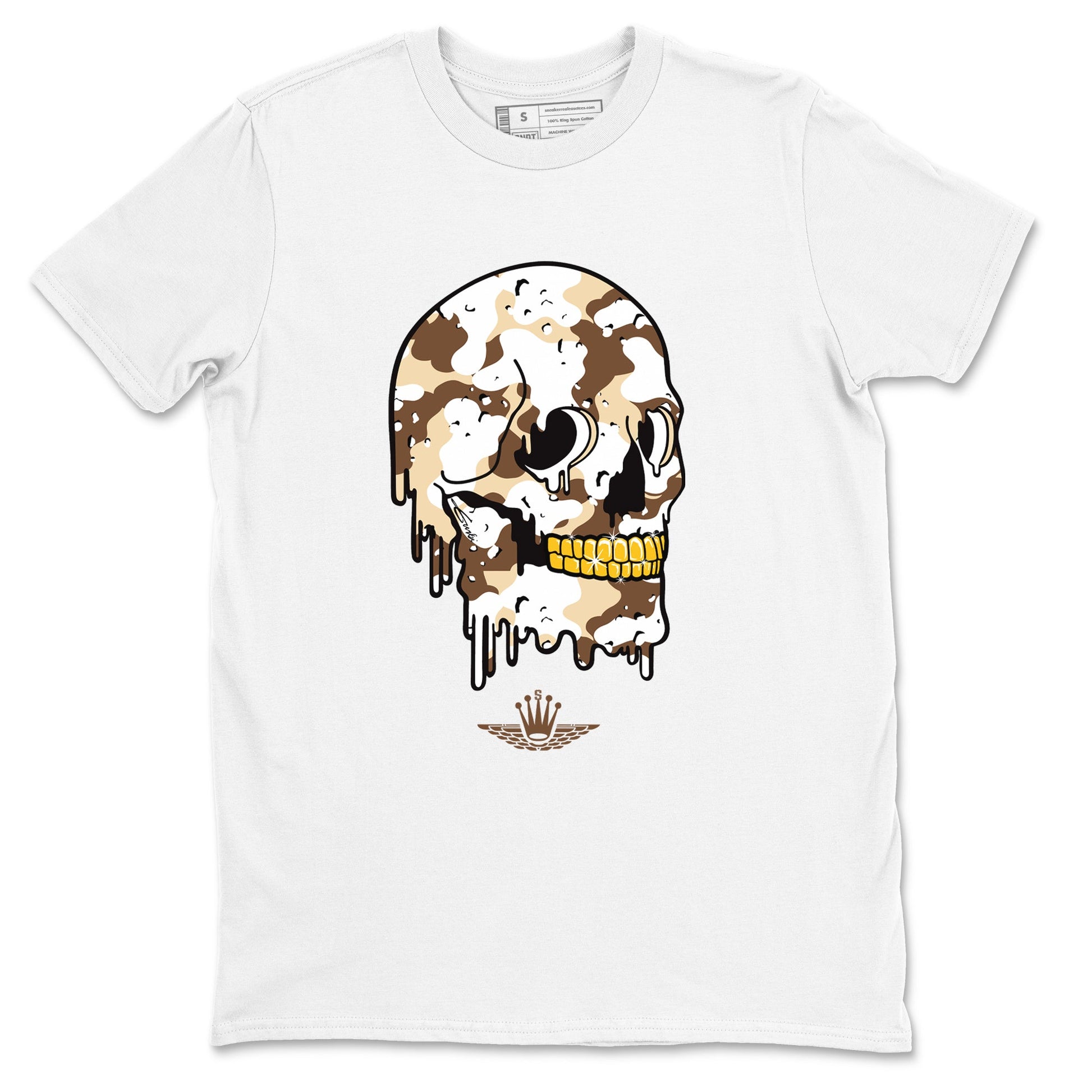 WNBA x Air Jordan 3 “Desert Camo” shirts to match jordans Dripping Camo Skull sneaker match tees Air Jordan 3 Desert Camo SNRT Sneaker Release Tees Clothing Sneakerhead ShirtsWhite 2 unisex cotton tee