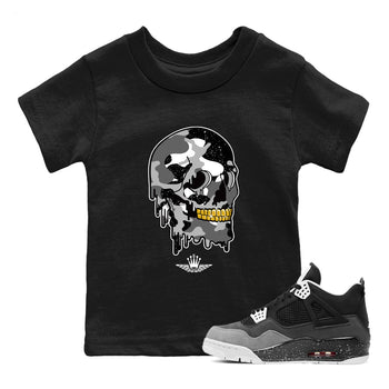 4s Fear shirts to match jordans Dripping Camo Skull sneaker match tees Air Jordan 4 Retro Fear match shoes to clothes SNRT Sneaker Tees Youth Baby Black 1 tee