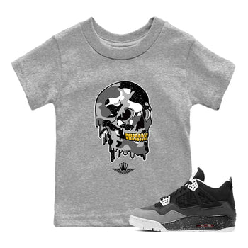 4s Fear shirts to match jordans Dripping Camo Skull sneaker match tees Air Jordan 4 Retro Fear match shoes to clothes SNRT Sneaker Tees Youth Baby Heather Grey 1 tee