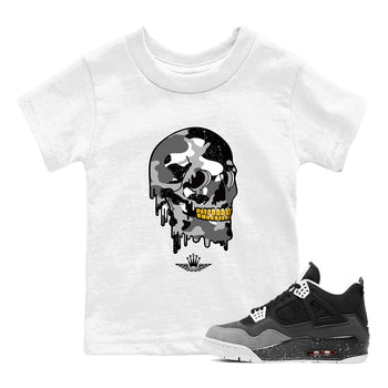 4s Fear shirts to match jordans Dripping Camo Skull sneaker match tees Air Jordan 4 Retro Fear match shoes to clothes SNRT Sneaker Tees Youth Baby White 1 tee