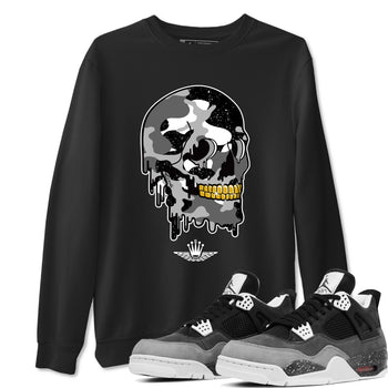 4s Fear shirts to match jordans Dripping Camo Skull sneaker match tees Air Jordan 4 Retro Fear match shoes to clothes SNRT Sneaker Tees unisex cotton Black 1 shirts