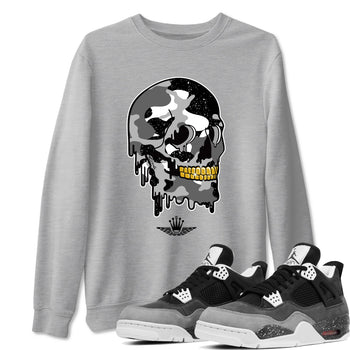 4s Fear shirts to match jordans Dripping Camo Skull sneaker match tees Air Jordan 4 Retro Fear match shoes to clothes SNRT Sneaker Tees unisex cotton Heather Grey 1 shirts