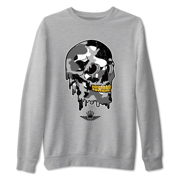 4s Fear shirts to match jordans Dripping Camo Skull sneaker match tees Air Jordan 4 Retro Fear match shoes to clothes SNRT Sneaker Tees unisex cotton Heather Grey 2 shirts