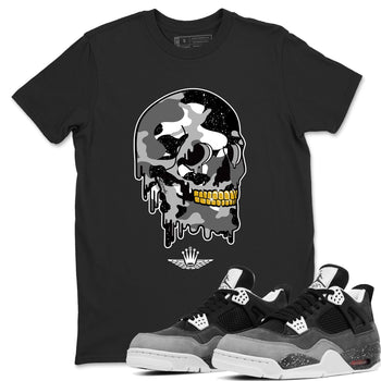 4s Fear shirts to match jordans Dripping Camo Skull sneaker match tees Air Jordan 4 Retro Fear match shoes to clothes SNRT Sneaker Tees unisex cotton Black 1 shirts