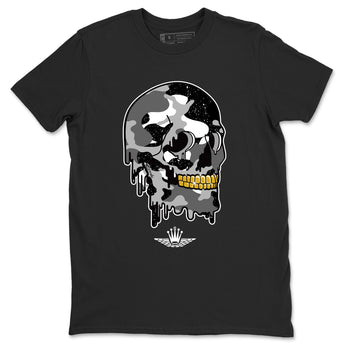 4s Fear shirts to match jordans Dripping Camo Skull sneaker match tees Air Jordan 4 Retro Fear match shoes to clothes SNRT Sneaker Tees unisex cotton Black 2 shirts