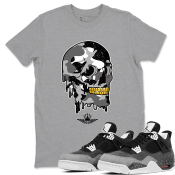 4s Fear shirts to match jordans Dripping Camo Skull sneaker match tees Air Jordan 4 Retro Fear match shoes to clothes SNRT Sneaker Tees unisex cotton Heather Grey 1 shirts