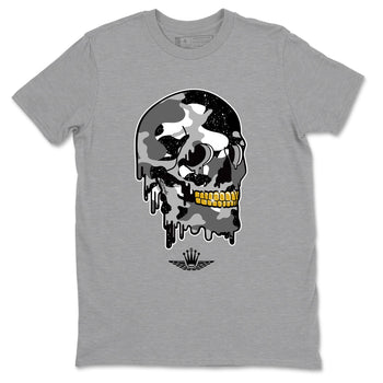 4s Fear shirts to match jordans Dripping Camo Skull sneaker match tees Air Jordan 4 Retro Fear match shoes to clothes SNRT Sneaker Tees unisex cotton Heather Grey 2 shirts