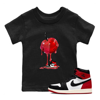1s Black Toe Reimagined shirts to match jordans Dripping Cherries sneaker match tees Air Jordan 1 Black Toe Reimagined SNRT Sneaker Tees streetwear brand Baby and Youth Black 1 cotton tee