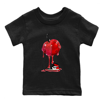 1s Black Toe Reimagined shirts to match jordans Dripping Cherries sneaker match tees Air Jordan 1 Black Toe Reimagined SNRT Sneaker Tees streetwear brand Baby and Youth Black 2 cotton tee