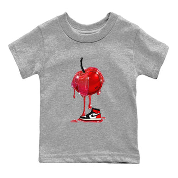 1s Black Toe Reimagined shirts to match jordans Dripping Cherries sneaker match tees Air Jordan 1 Black Toe Reimagined SNRT Sneaker Tees streetwear brand Baby and Youth Heather Grey 2 cotton tee