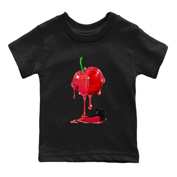 12s Flu Game shirts to match jordans Dripping Cherries best t shirts to wear with jordans Air Jordan 12 Retro Flu Black and Varsity Red match shoes to clothes SNRT Sneaker Tees Youth Baby Black 2 tee