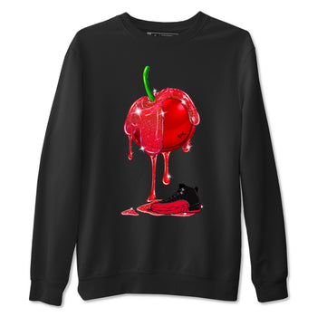 12s Flu Game shirts to match jordans Dripping Cherries best t shirts to wear with jordans Air Jordan 12 Retro Flu Black and Varsity Red match shoes to clothes SNRT Sneaker Tees unisex cotton Black 2 shirts