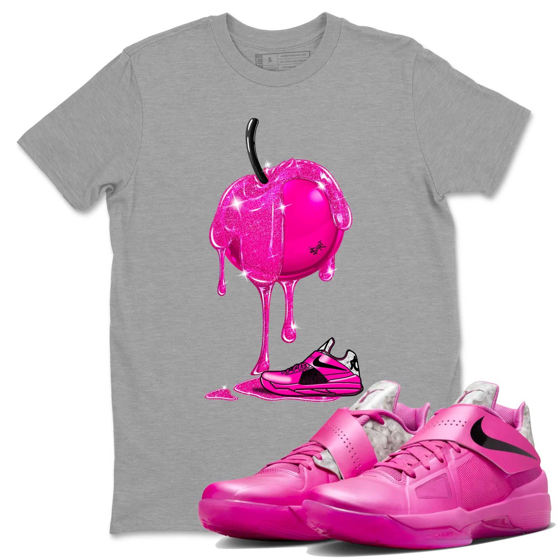 Nike KD 4 Retro Aunt Pearl shirts to match jordans Dripping Cherries sneaker match tees Nike KD 4 Aunt Pearl match shoes to clothes SNRT Sneaker Tees unisex cotton Heather Grey 1 shirts