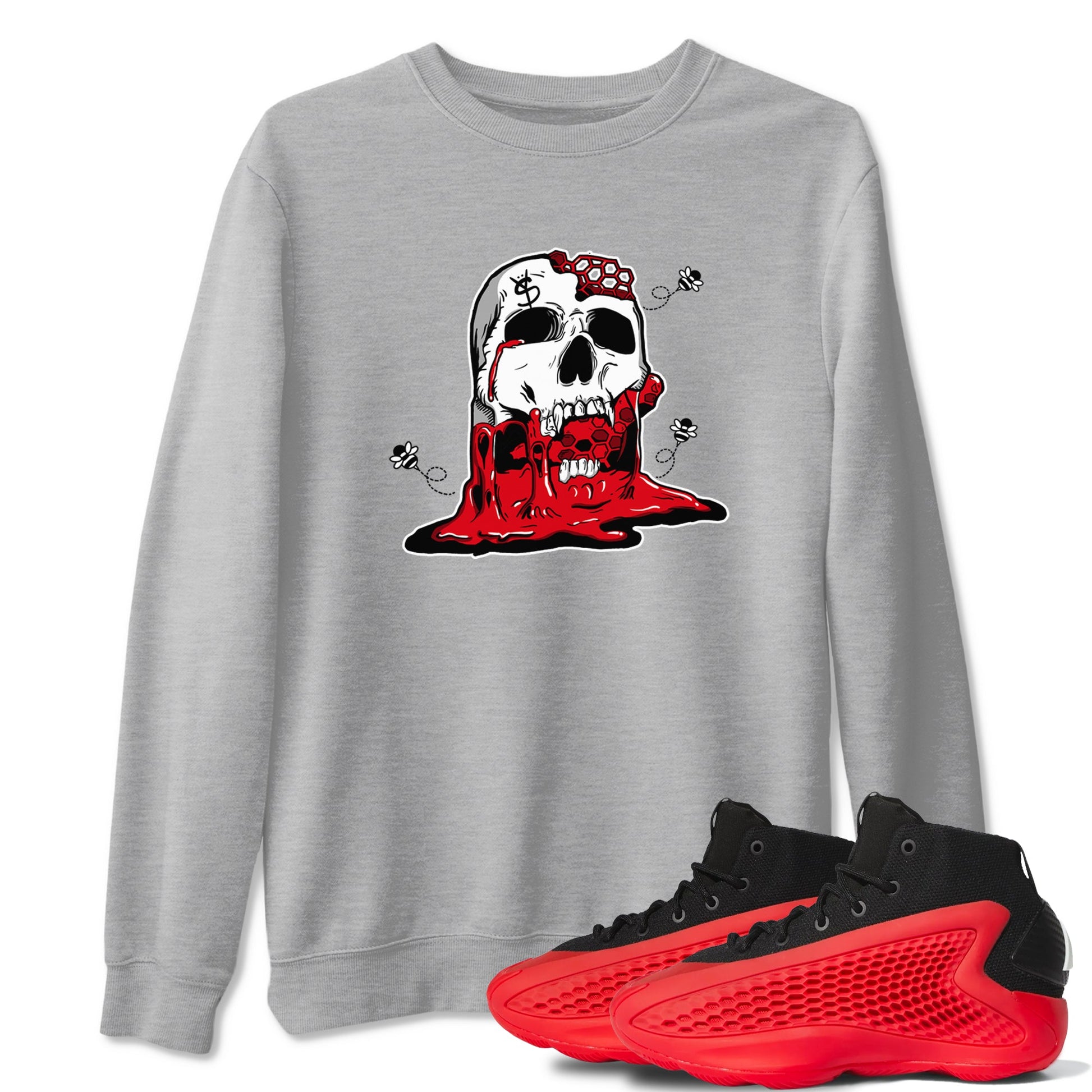 AE 1 Bred Shirts To Match Jordans Dripping Honey Skullhead sneaker match tees AE 1 Bred Tee SNRT Sneaker Release Tees unisex cotton Heather Grey 1 crew neck shirts