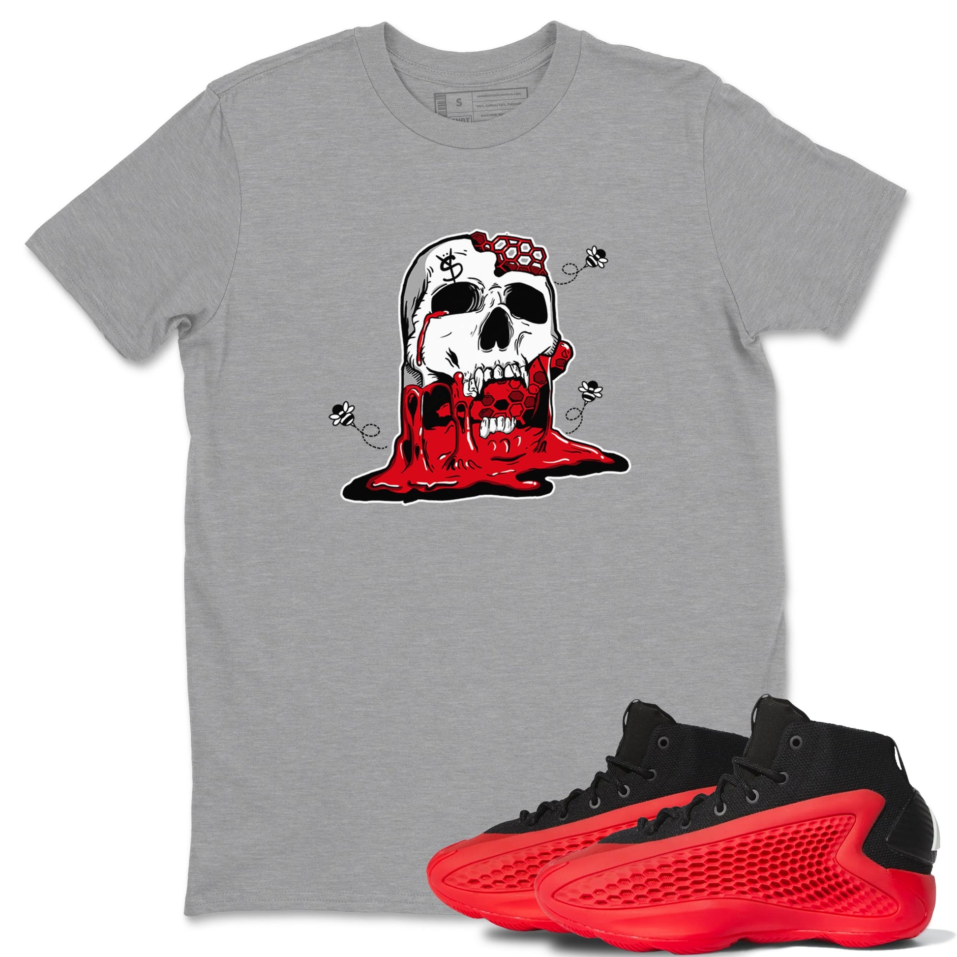 AE 1 Bred Shirts To Match Jordans Dripping Honey Skullhead sneaker match tees AE 1 Bred Tee SNRT Sneaker Release Tees unisex cotton Heather Grey 1 crew neck shirts