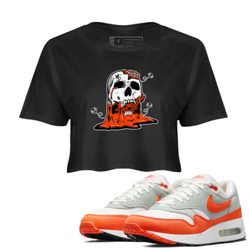 Air Max 1 OG '86 'Summit White and Cosmic Clay shirts to match jordans Dripping Honey Skullhead sneaker match tees Air Max 1 Cosmic Clay match shoes to clothes SNRT Sneaker Tees unisex cotton Black 1 crop tee