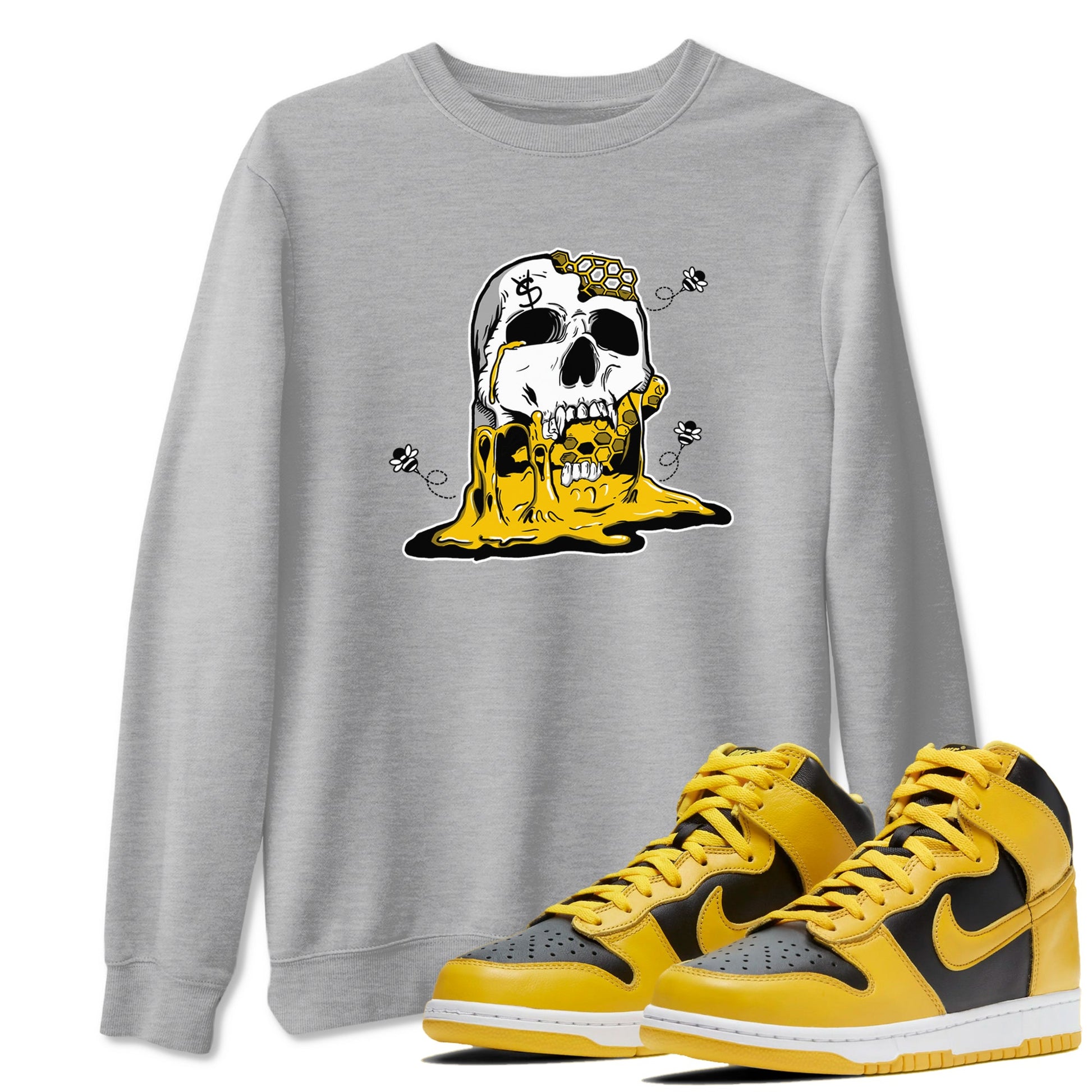 Dunk High Pollen Shirts To Match Jordans Dripping Honey Skullhead sneaker match tees Dunk High Iowa Tee SNRT Sneaker Release Tees unisex cotton Heather Grey 1 crew neck shirts