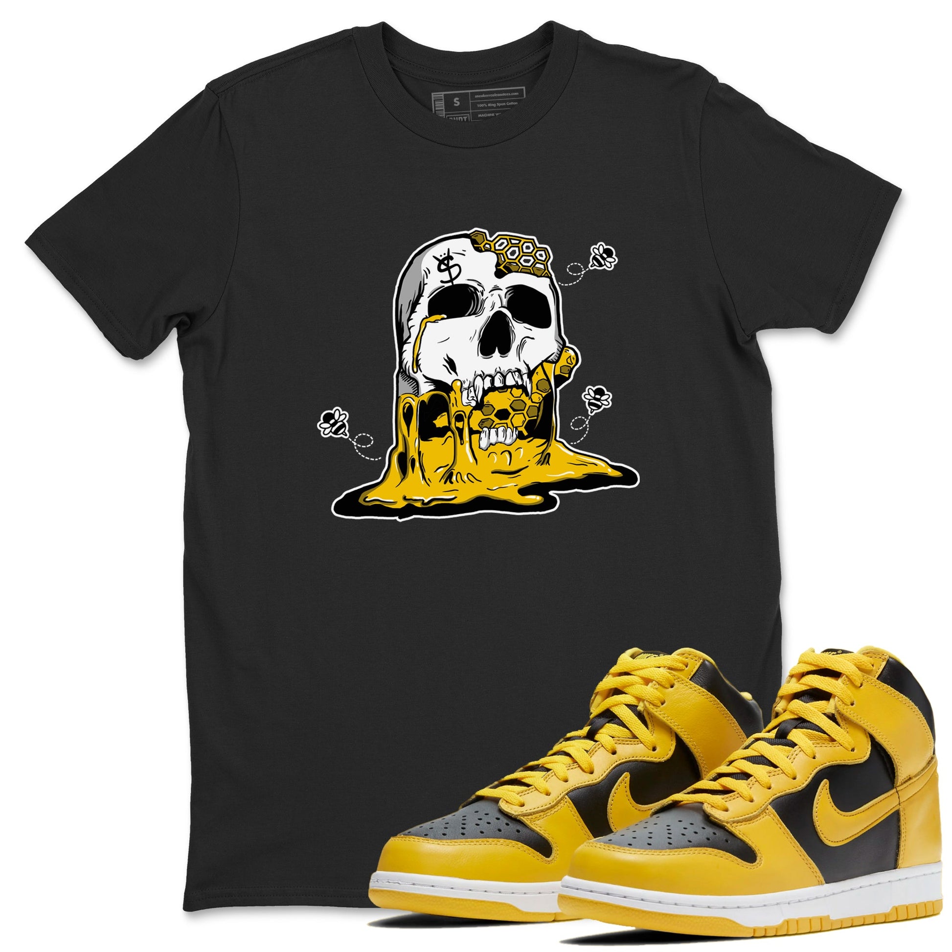 Dunk High Pollen Shirts To Match Jordans Dripping Honey Skullhead sneaker match tees Dunk High Iowa Tee SNRT Sneaker Release Tees unisex cotton Black 1 crew neck shirts