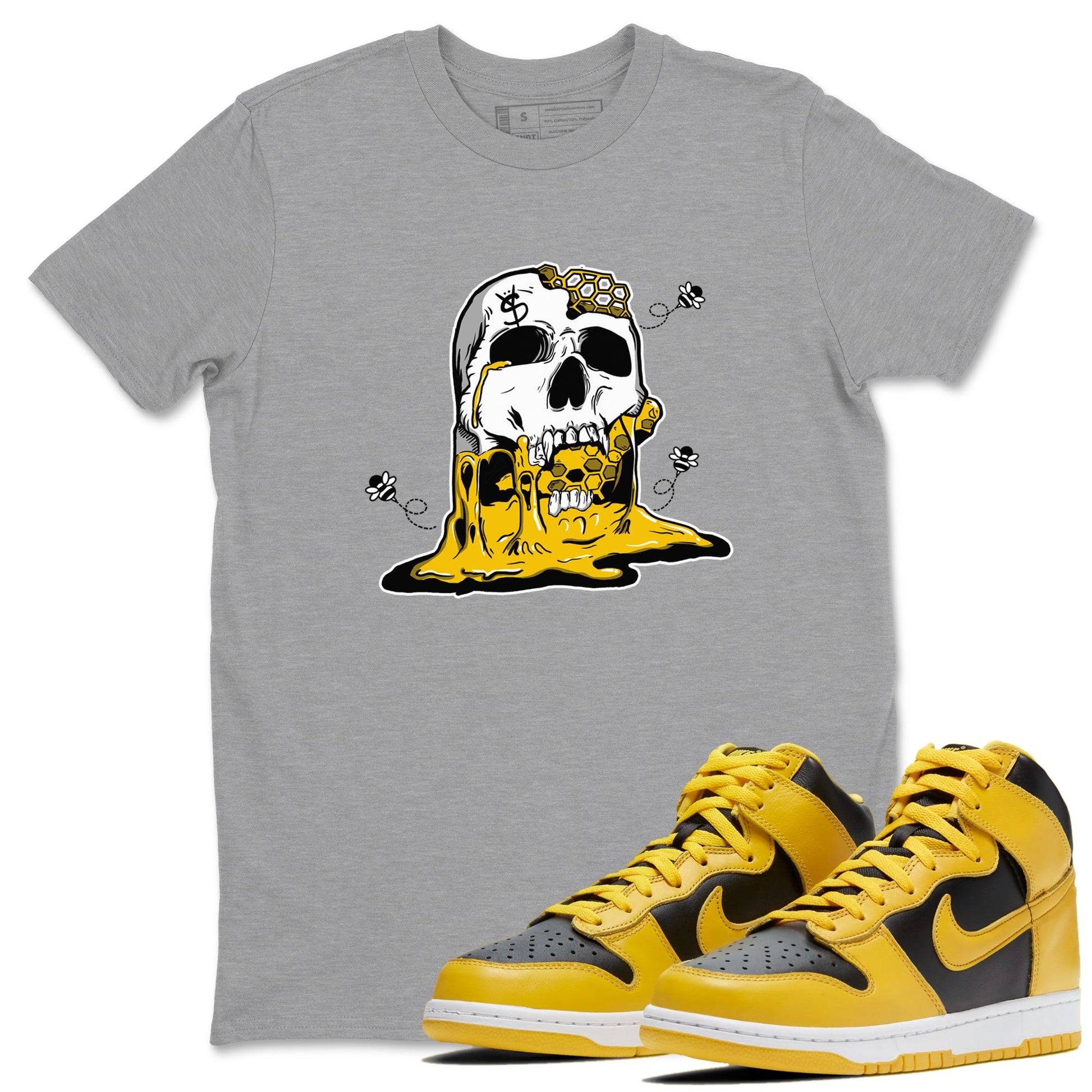 Dunk High Pollen Shirts To Match Jordans Dripping Honey Skullhead sneaker match tees Dunk High Iowa Tee SNRT Sneaker Release Tees unisex cotton Heather Grey 1 crew neck shirts