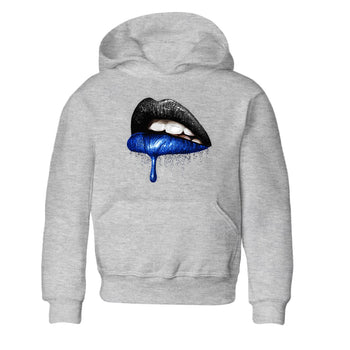 1s Game Royal shirts to match jordans Dripping Lips sneaker match tees Air Jordan 1 Retro Low OG Game Royal match shoes to clothes SNRT Sneaker Tees Youth Baby Heather Grey 2 tee
