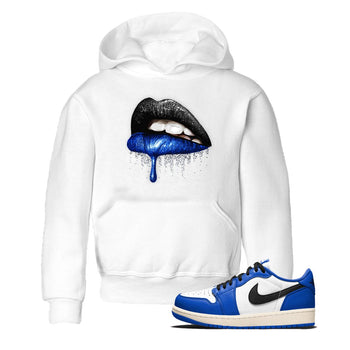 1s Game Royal shirts to match jordans Dripping Lips sneaker match tees Air Jordan 1 Retro Low OG Game Royal match shoes to clothes SNRT Sneaker Tees Youth Baby White 1 tee