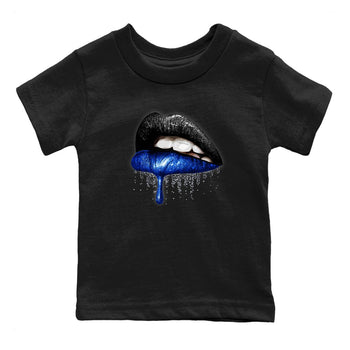 1s Game Royal shirts to match jordans Dripping Lips sneaker match tees Air Jordan 1 Retro Low OG Game Royal match shoes to clothes SNRT Sneaker Tees Youth Baby Black 2 tee