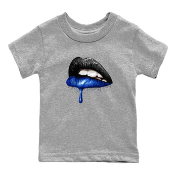 1s Game Royal shirts to match jordans Dripping Lips sneaker match tees Air Jordan 1 Retro Low OG Game Royal match shoes to clothes SNRT Sneaker Tees Youth Baby Heather Grey 2 tee