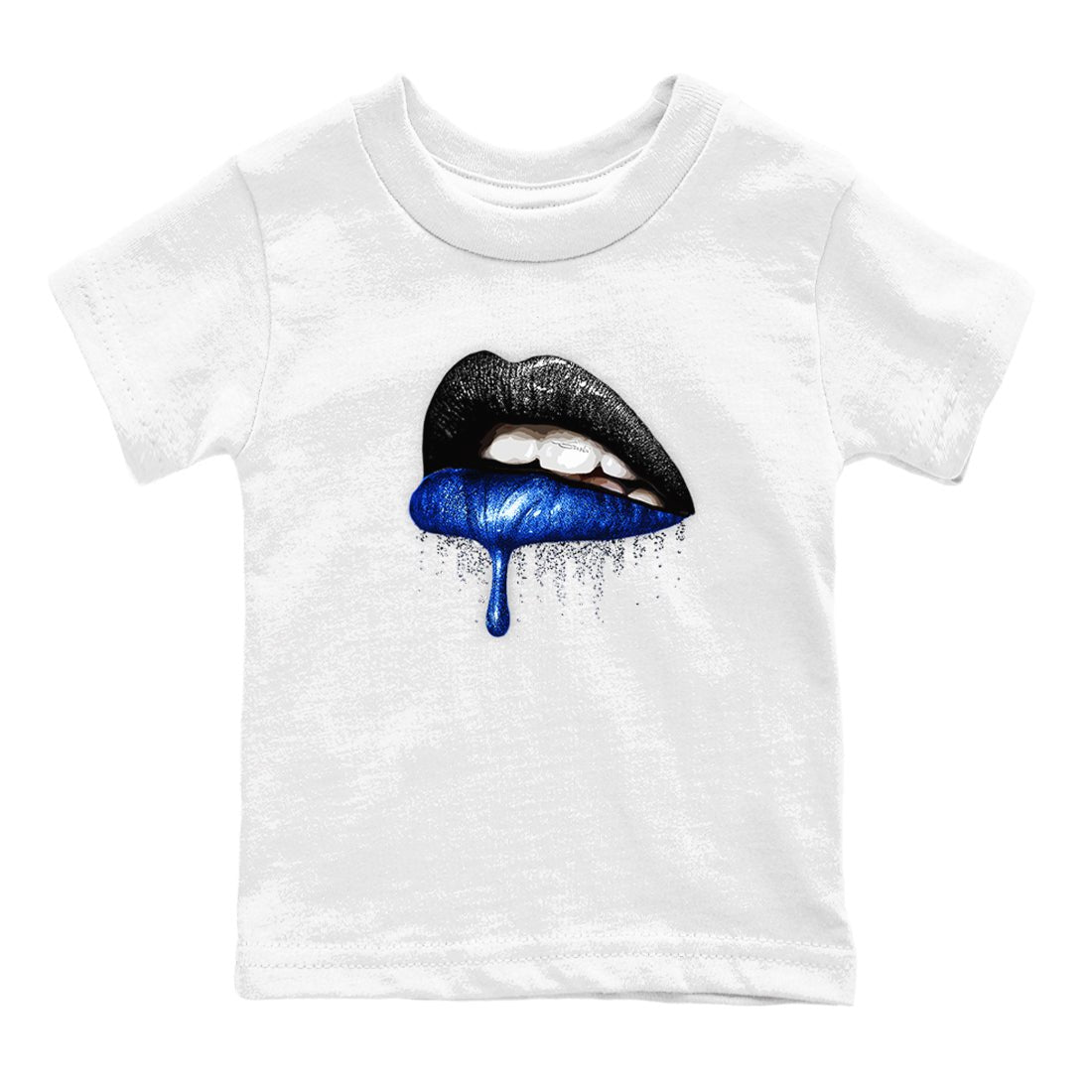 1s Game Royal shirts to match jordans Dripping Lips sneaker match tees Air Jordan 1 Retro Low OG Game Royal match shoes to clothes SNRT Sneaker Tees Youth Baby White 2 tee