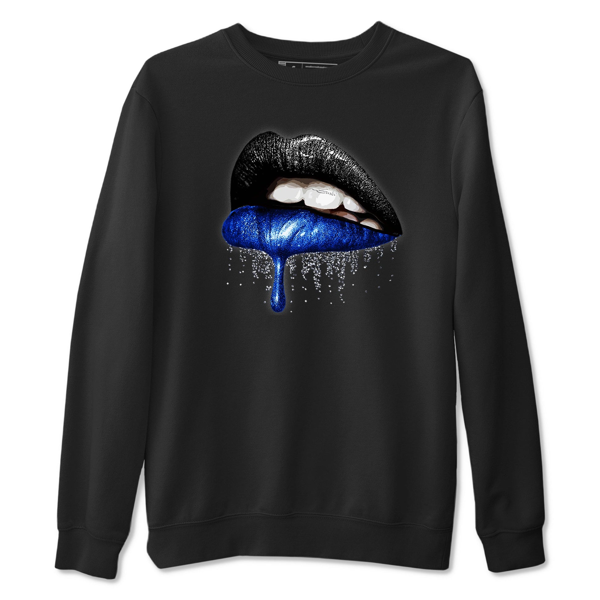 1s Game Royal shirts to match jordans Dripping Lips sneaker match tees Air Jordan 1 Retro Low OG Game Royal match shoes to clothes SNRT Sneaker Tees unisex cotton Black 2 shirts