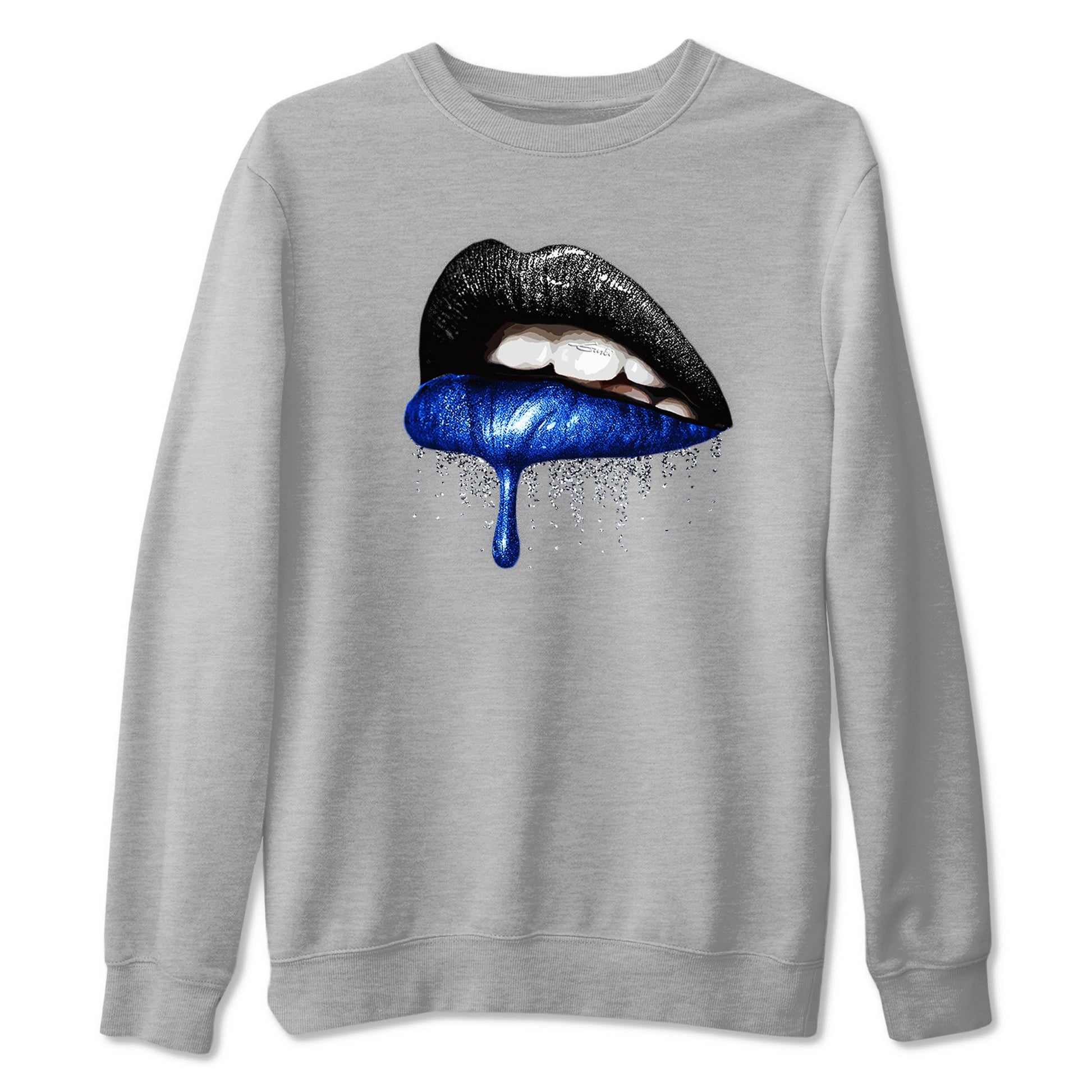 1s Game Royal shirts to match jordans Dripping Lips sneaker match tees Air Jordan 1 Retro Low OG Game Royal match shoes to clothes SNRT Sneaker Tees unisex cotton Heather Grey 2 shirts