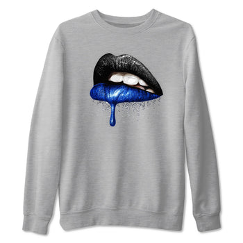 1s Game Royal shirts to match jordans Dripping Lips sneaker match tees Air Jordan 1 Retro Low OG Game Royal match shoes to clothes SNRT Sneaker Tees unisex cotton Heather Grey 2 shirts