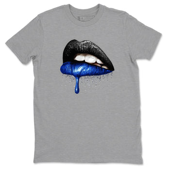 1s Game Royal shirts to match jordans Dripping Lips sneaker match tees Air Jordan 1 Retro Low OG Game Royal match shoes to clothes SNRT Sneaker Tees unisex cotton Heather Grey 2 shirts