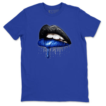 1s Game Royal shirts to match jordans Dripping Lips sneaker match tees Air Jordan 1 Retro Low OG Game Royal match shoes to clothes SNRT Sneaker Tees unisex cotton Royal Blue 2 shirts