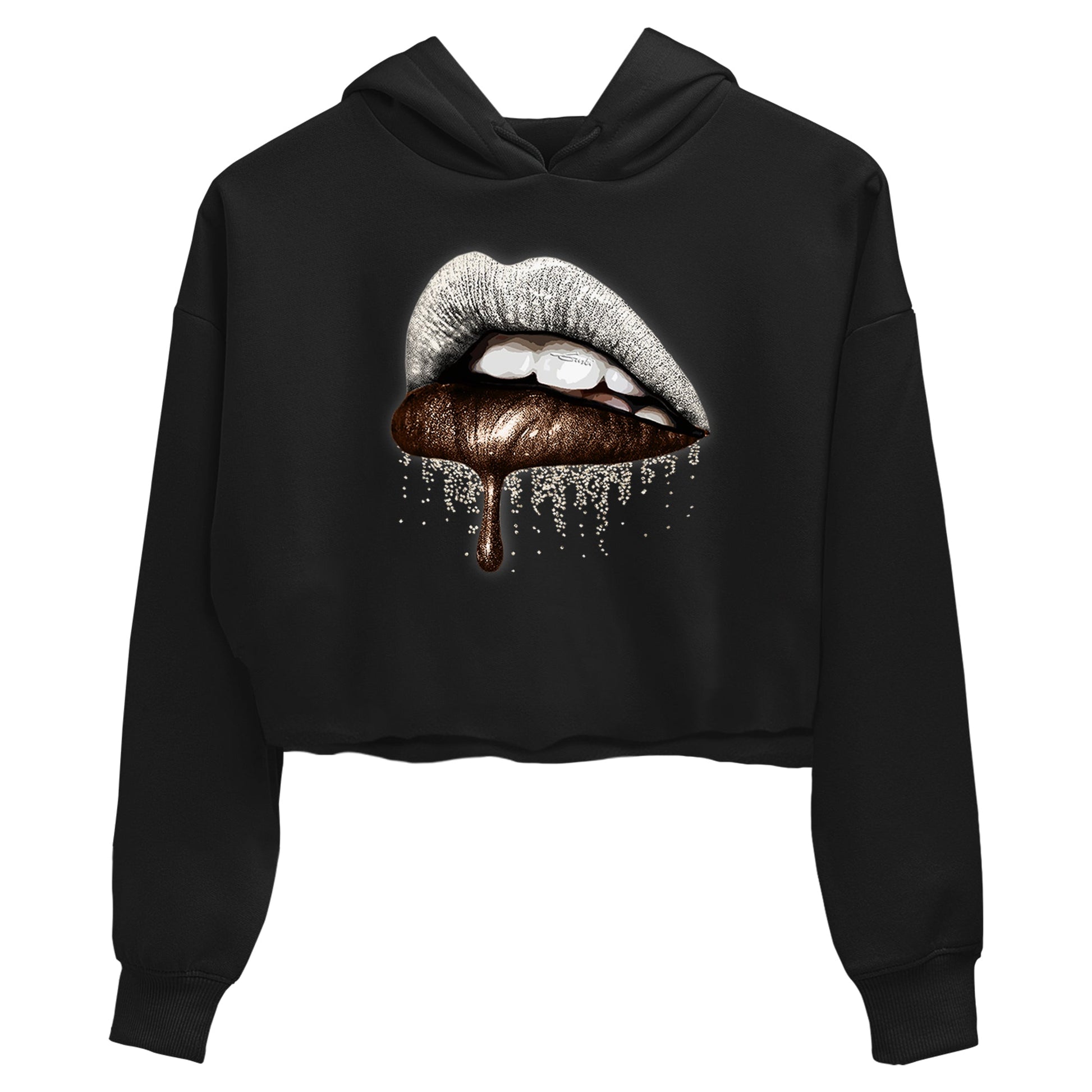 AJ12 Baroque Brown shirts to match jordans Dripping Lips best t shirts to wear with jordans SoleFly x Jordan 12 Baroque Brown match shoes to clothes SNRT Sneaker Tees unisex cotton Black 2 crop tee