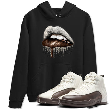 AJ12 Baroque Brown shirts to match jordans Dripping Lips best t shirts to wear with jordans SoleFly x Jordan 12 Baroque Brown match shoes to clothes SNRT Sneaker Tees unisex cotton Black 1 shirts