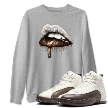 AJ12 Baroque Brown shirts to match jordans Dripping Lips best t shirts to wear with jordans SoleFly x Jordan 12 Baroque Brown match shoes to clothes SNRT Sneaker Tees unisex cotton Heather Grey 1 shirts