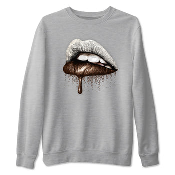 AJ12 Baroque Brown shirts to match jordans Dripping Lips best t shirts to wear with jordans SoleFly x Jordan 12 Baroque Brown match shoes to clothes SNRT Sneaker Tees unisex cotton Heather Grey 2 shirts