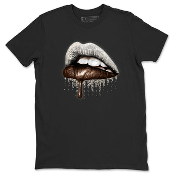 AJ12 Baroque Brown shirts to match jordans Dripping Lips best t shirts to wear with jordans SoleFly x Jordan 12 Baroque Brown match shoes to clothes SNRT Sneaker Tees unisex cotton Black 2 shirts